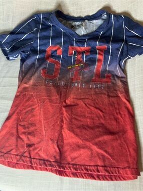 STL Cardinals Ombre Short Sleeve Tee - Red & Navy-medium women’s
